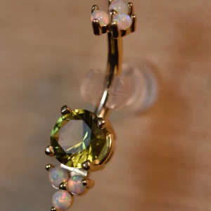 Body Gems Yellow Gold and Opal Navel Jewelry