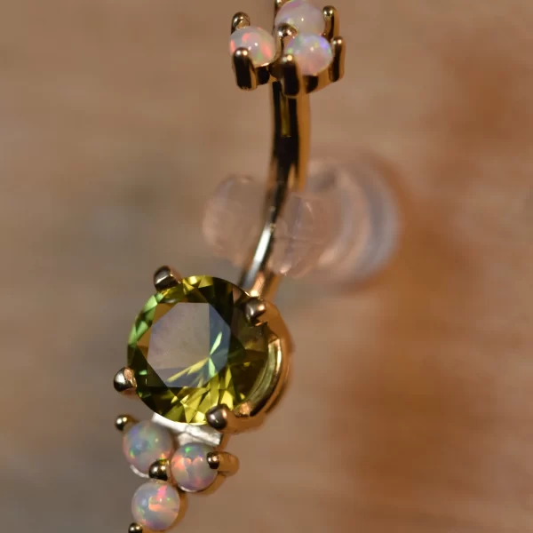 Body Gems Yellow Gold and Opal Navel Jewelry