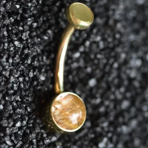 Anatometal Rutilated Quartz Navel